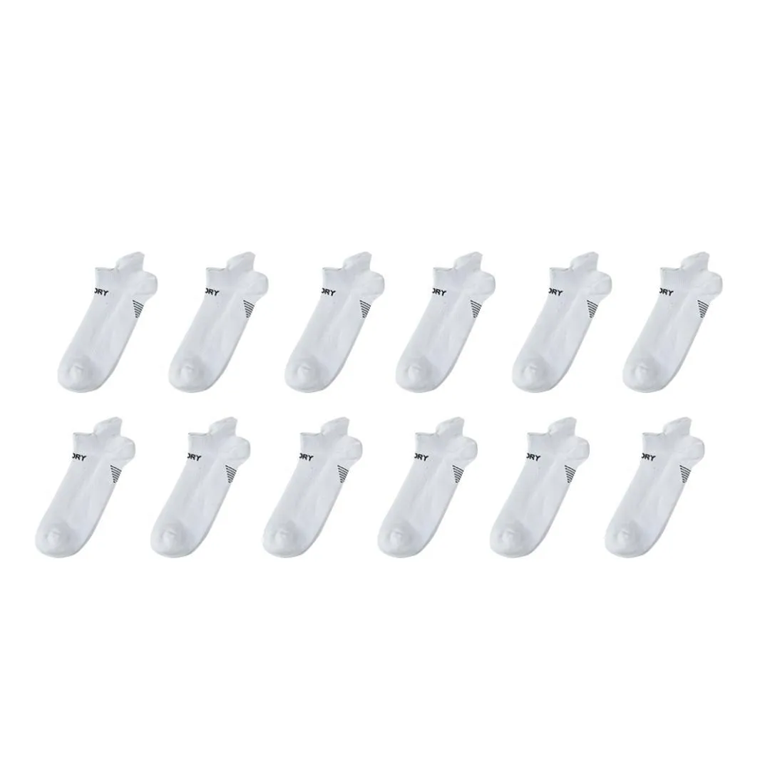 12X Rexy Seamless Sport Sneakers Socks Small Non-Slip Heel Tab WHITE