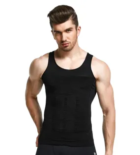 5 x Slimming Tank Top Mens Body Shaper Compression Vest Top Singlet Black