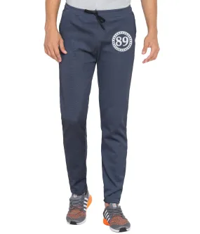 American-Elm Men's Printed Navy Blue Dri Fit Slim Fit Running Track Pant