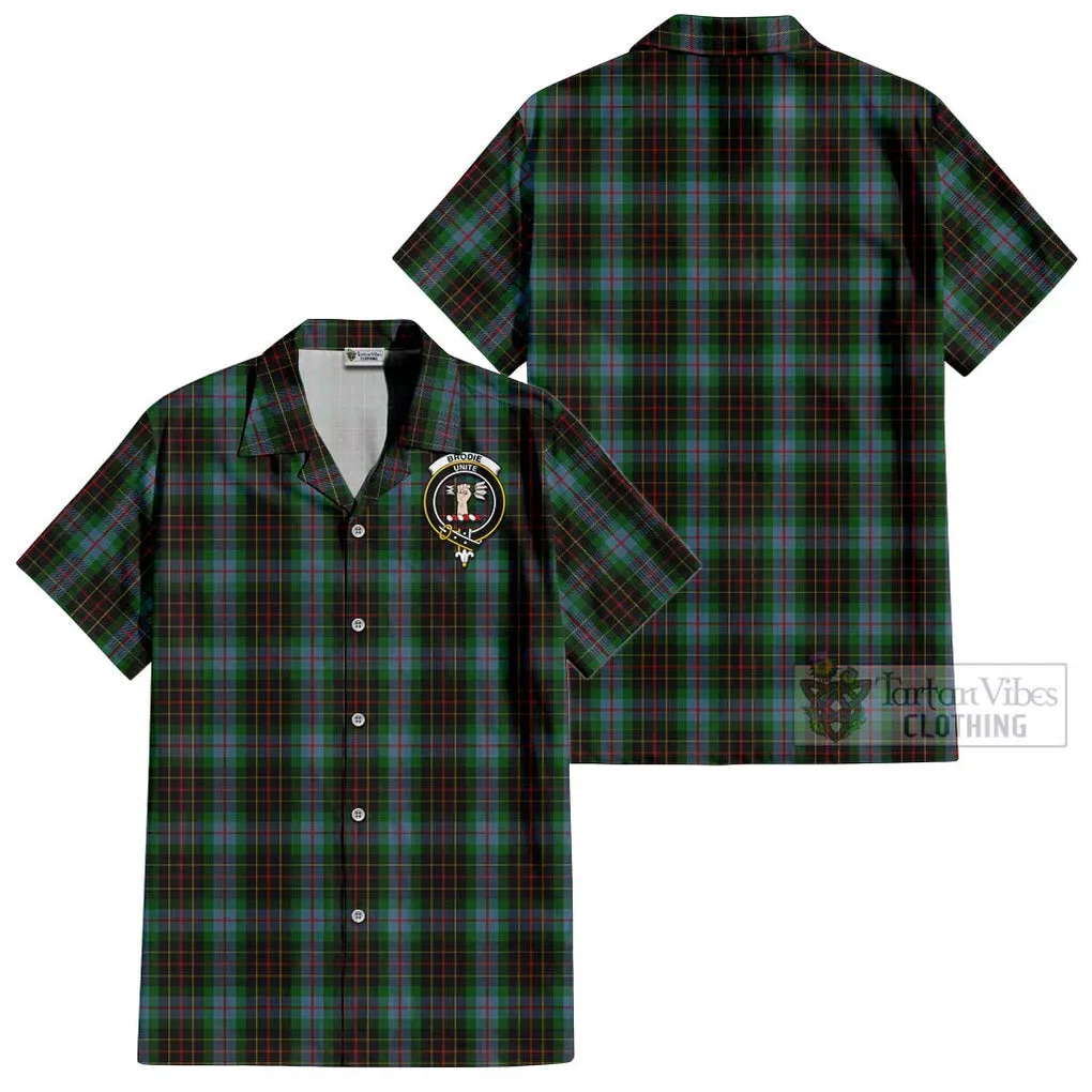 Brodie Hunting Tartan Cotton Hawaiian Shirt with Family Crest