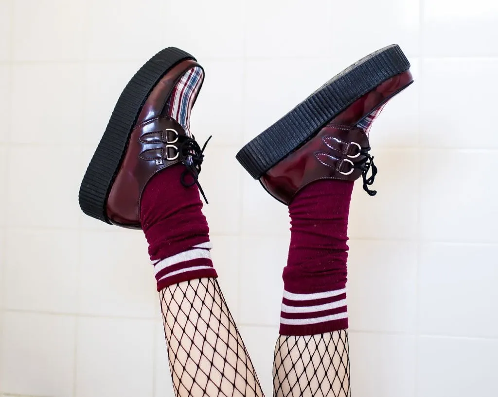 Burgundy Rub-Off TUKSkin™ & Tartan Creeper