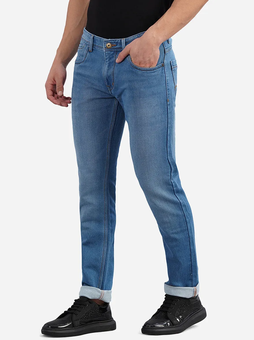 Cloud Blue Washed Straight Fit Jeans | Greenfibre