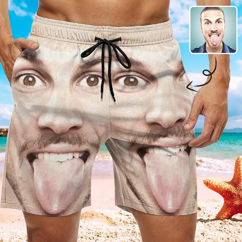 Custom Big Funny Face Men's Casual Quick-drying Beach Shorts