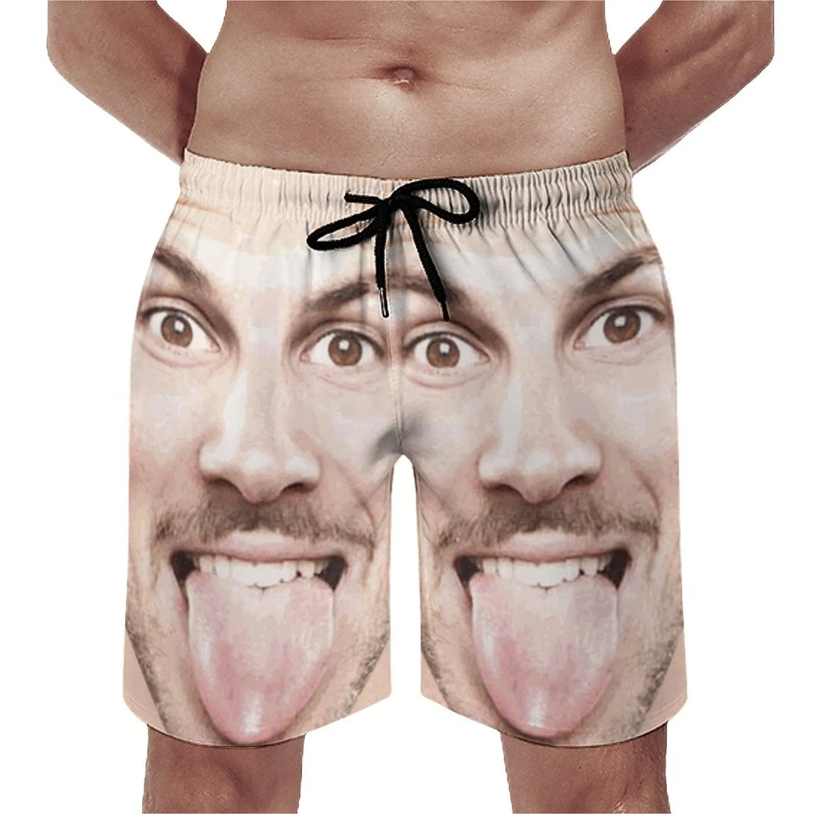 Custom Big Funny Face Men's Casual Quick-drying Beach Shorts