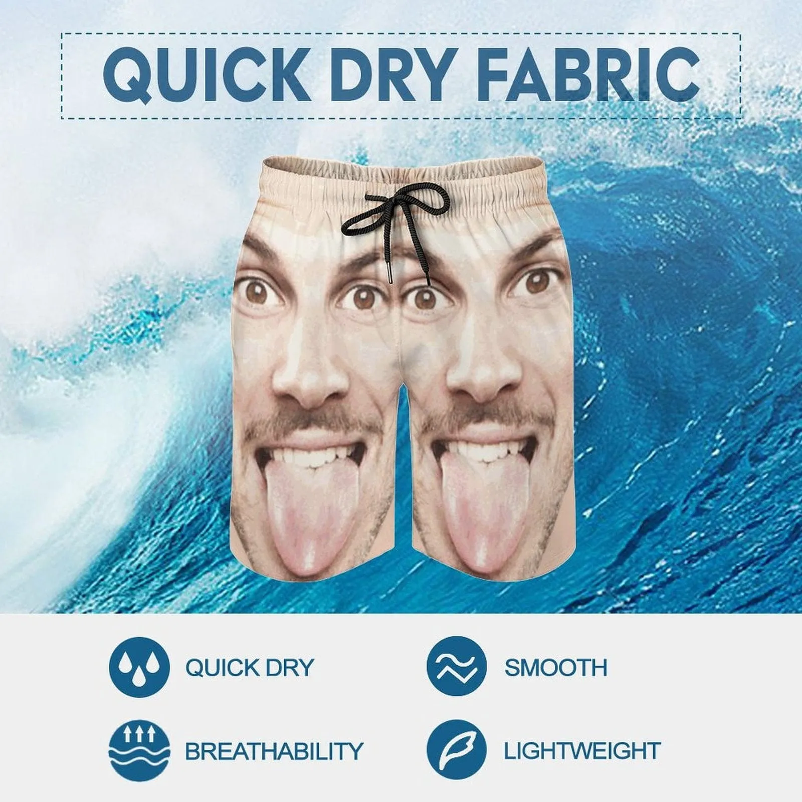 Custom Big Funny Face Men's Casual Quick-drying Beach Shorts