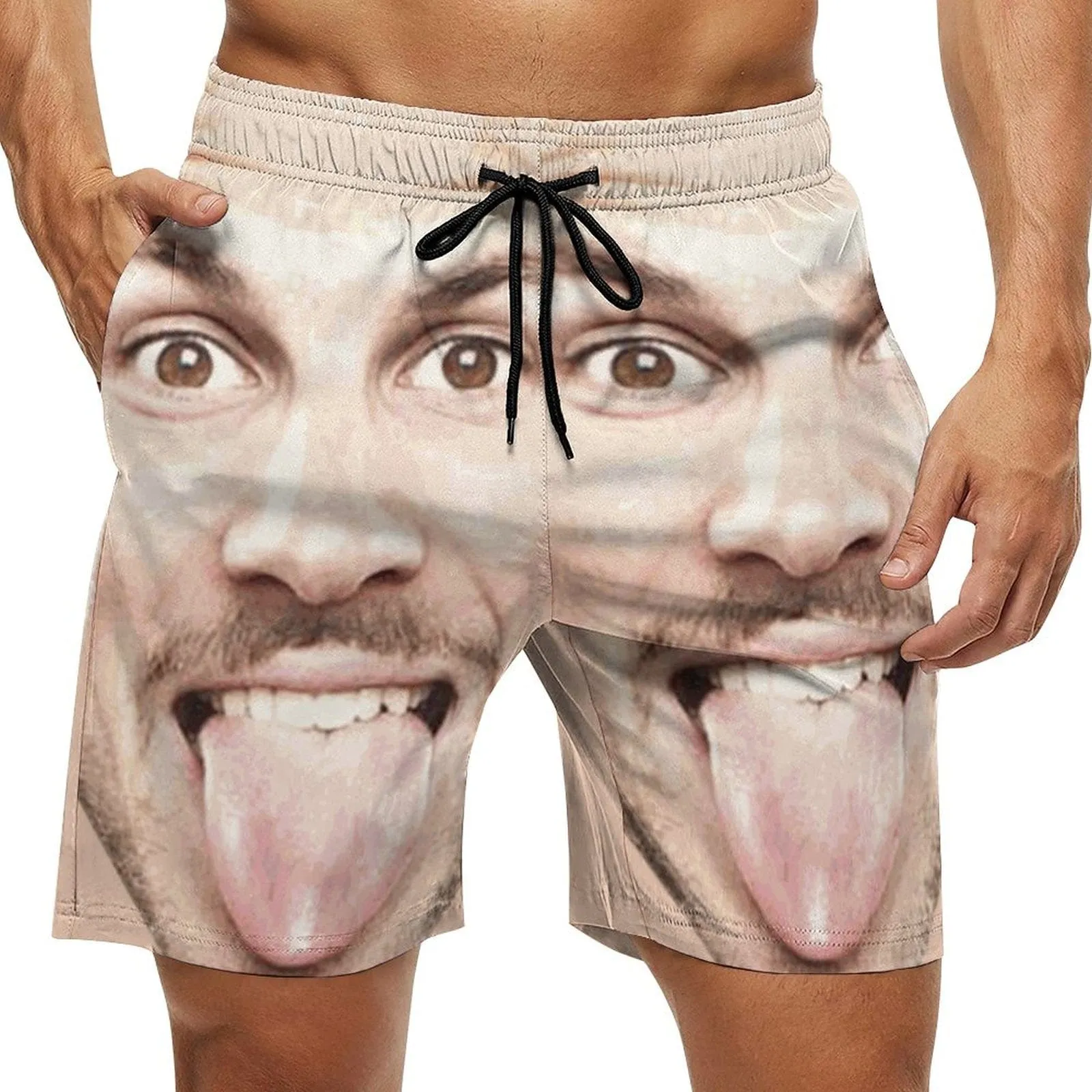 Custom Big Funny Face Men's Casual Quick-drying Beach Shorts