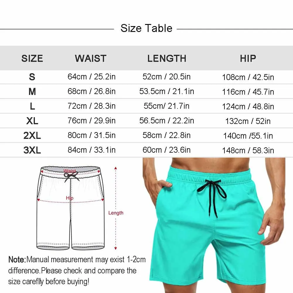 Custom Big Funny Face Men's Casual Quick-drying Beach Shorts