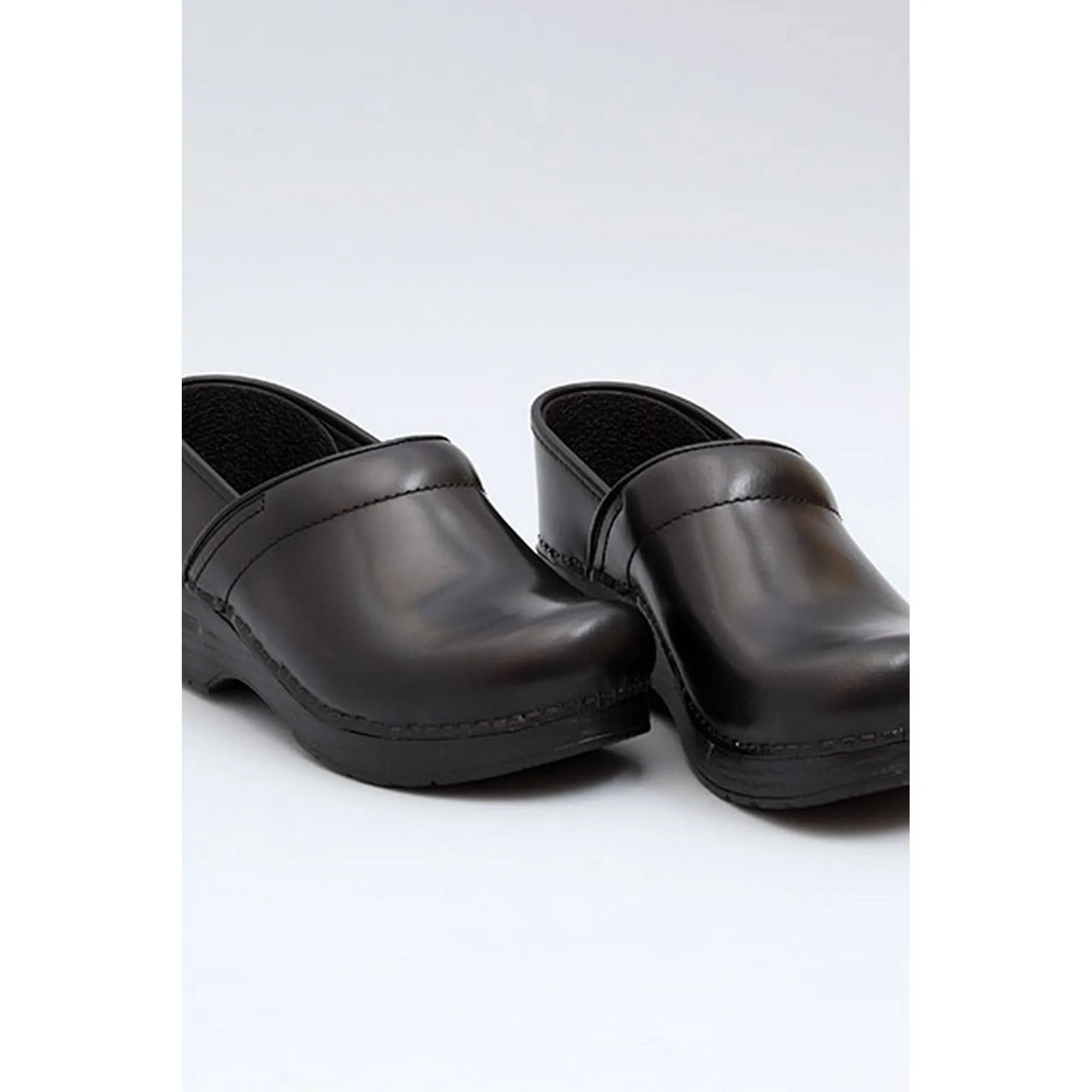 DANSKO WIDE Professional Black Cabrio Leather Clogs