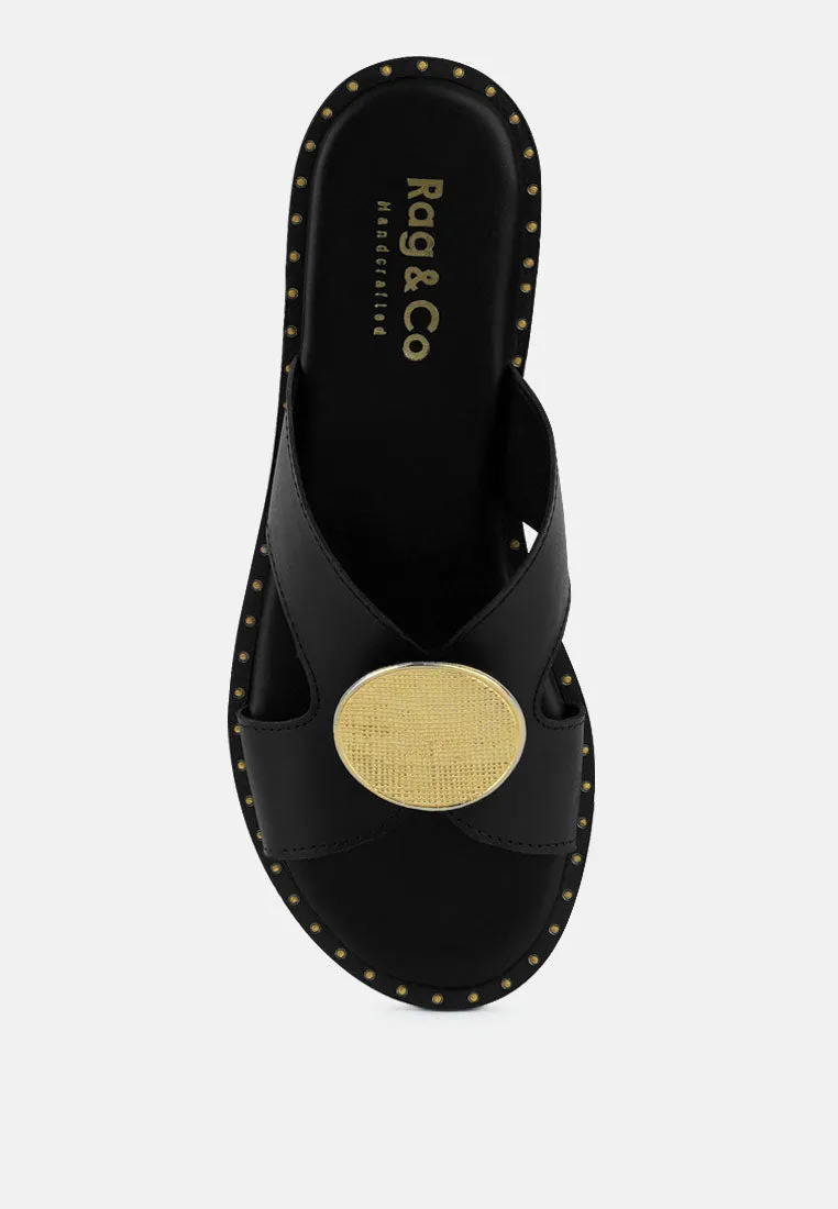 EUDORA Embellished Black Slip-ons