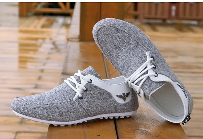 Fashionable Linen Canvas Lace Up Loafers