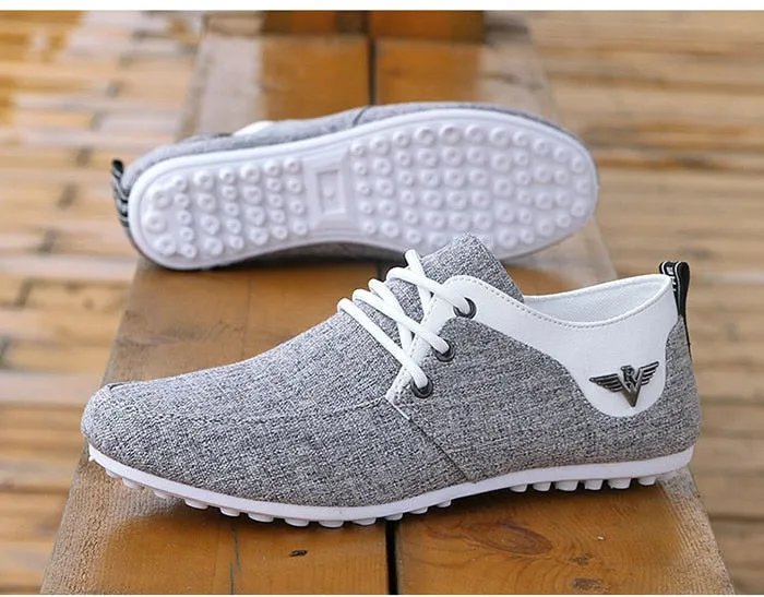 Fashionable Linen Canvas Lace Up Loafers