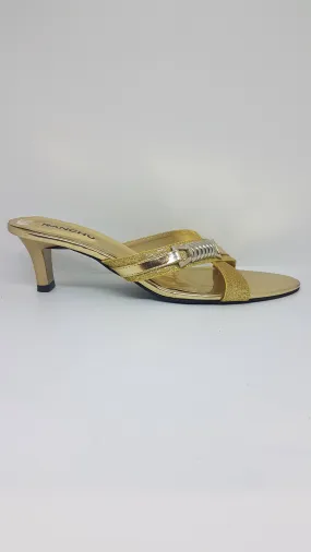 Gold Cross Over Buckle Sandal SK014