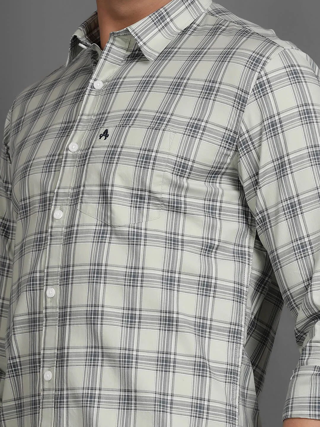 Grey Men Slim Fit Checks Casual Shirt (GBHM3005)