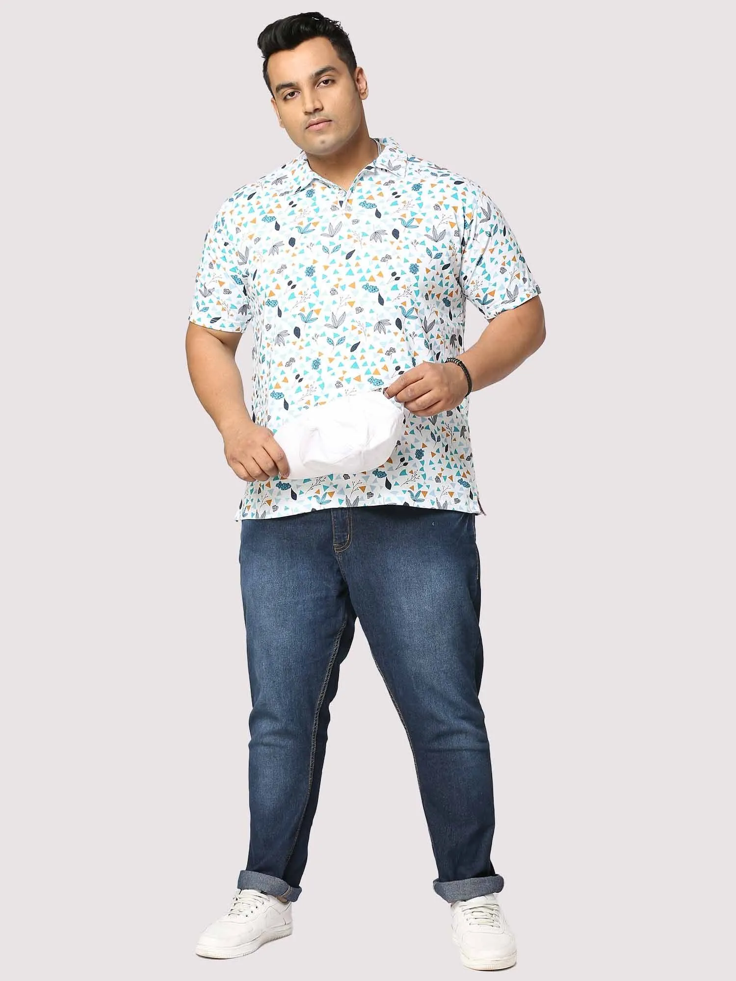 Guniaa Glider Digital Printed Half-Sleeves Shirt Men's Plus Size