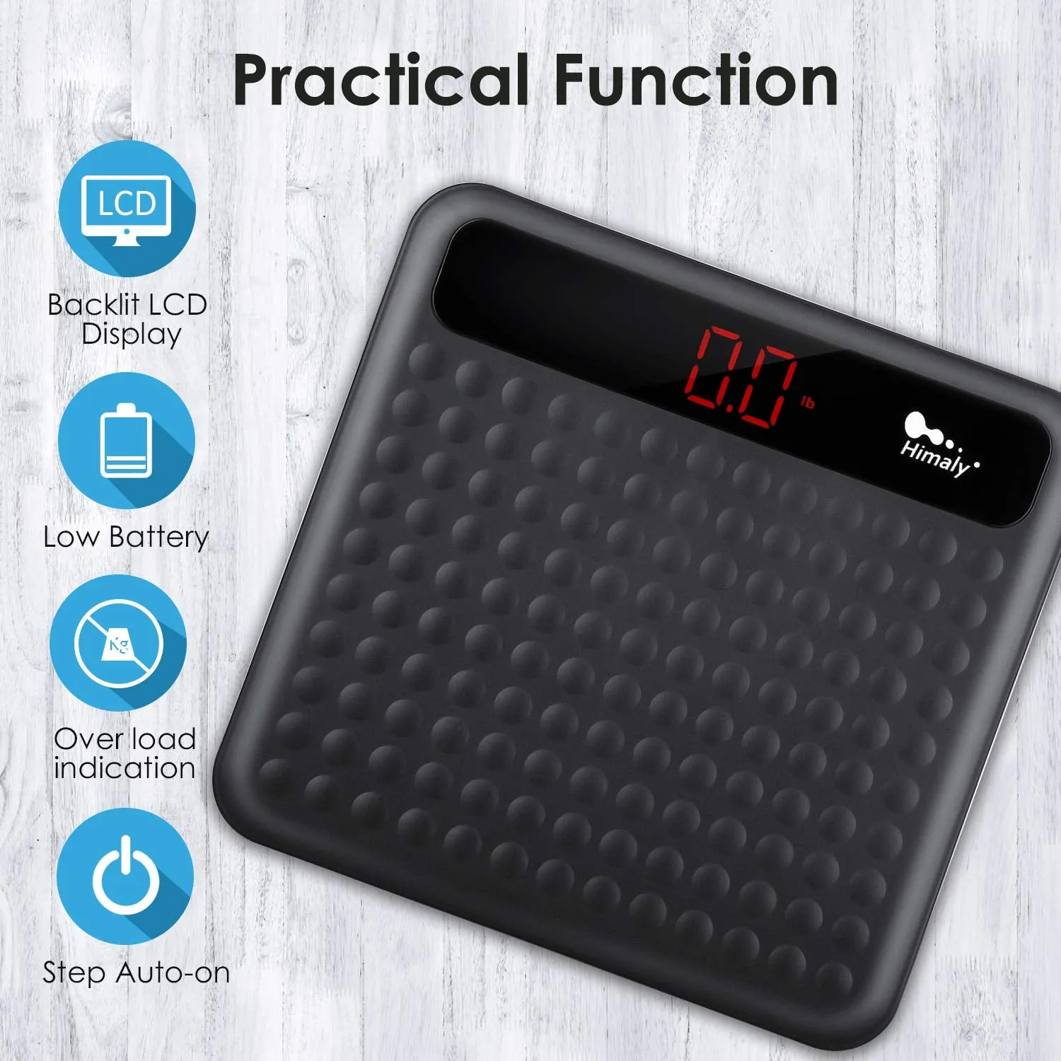 Himaly Digital Body Weight Scale Bathroom Scale, Step-On Technology High Precision Measurements Scales with Large Non Slip Silicone Platform and LCD Digital Display, 400Lbs/180Kg Capacity