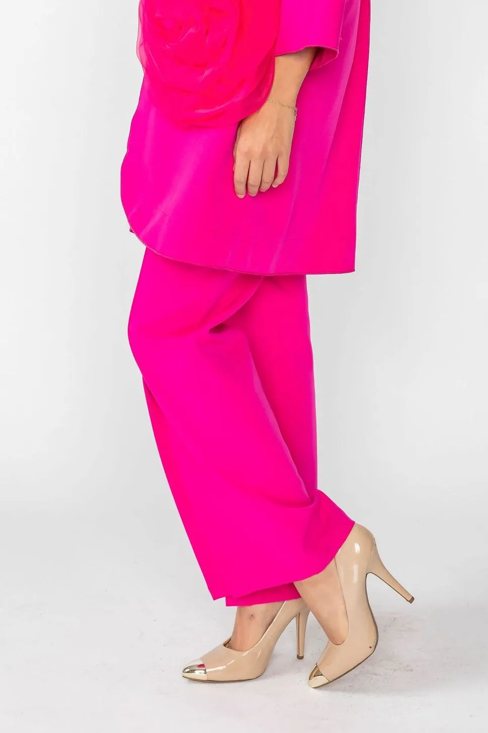 Hot Pink Pants With Front Slit