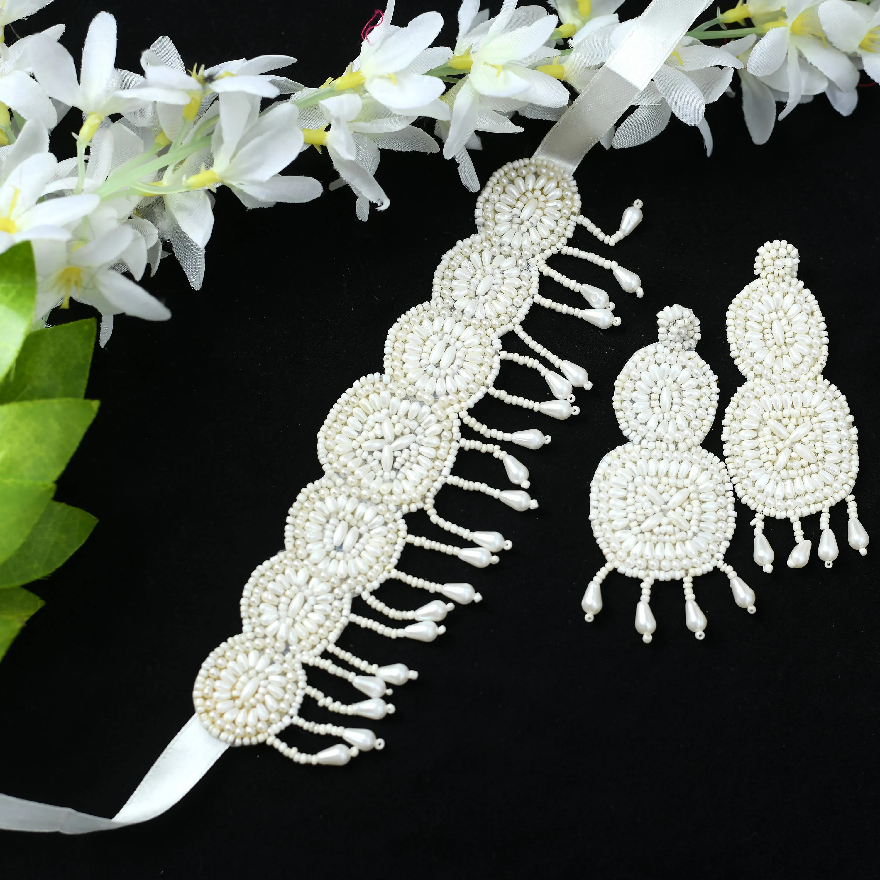 Johar Kamal Handicraft Pearls Necklace with Earrings Jkms_047