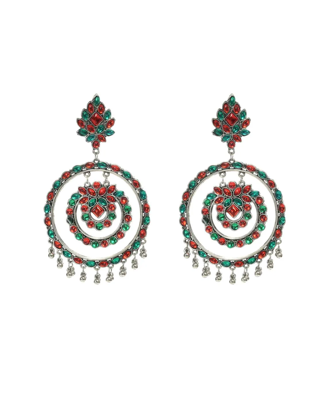 Johar Kamal Traditional Multi color circles Earrings with Kundan Jhumkas Jker_085