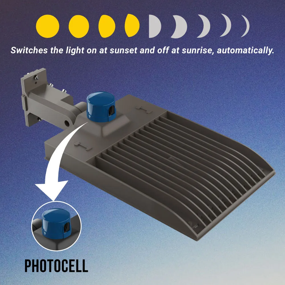 LED Pole Light 300W With Motion Sensor & Photocell, 5700K, UM, Bronze, Dusk to Dawn Capable - Parking Lot Lights