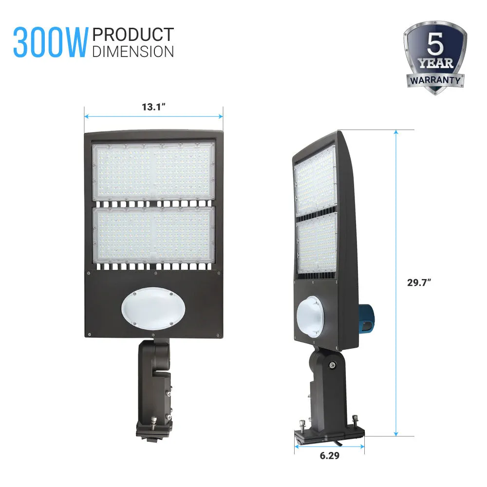 LED Pole Light 300W With Motion Sensor & Photocell, 5700K, UM, Bronze, Dusk to Dawn Capable - Parking Lot Lights