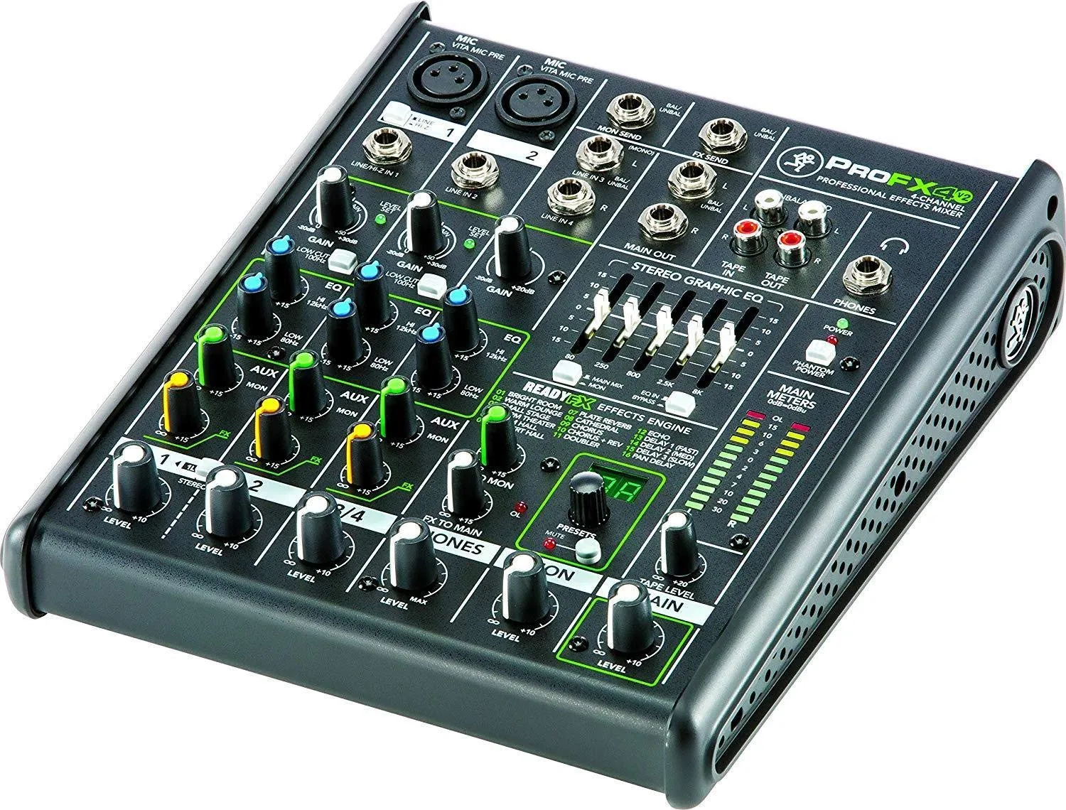 Mackie PROFX4v2 Pro 4 Channel Compact Mixer w Effects PROFX4 V2 with Bundle