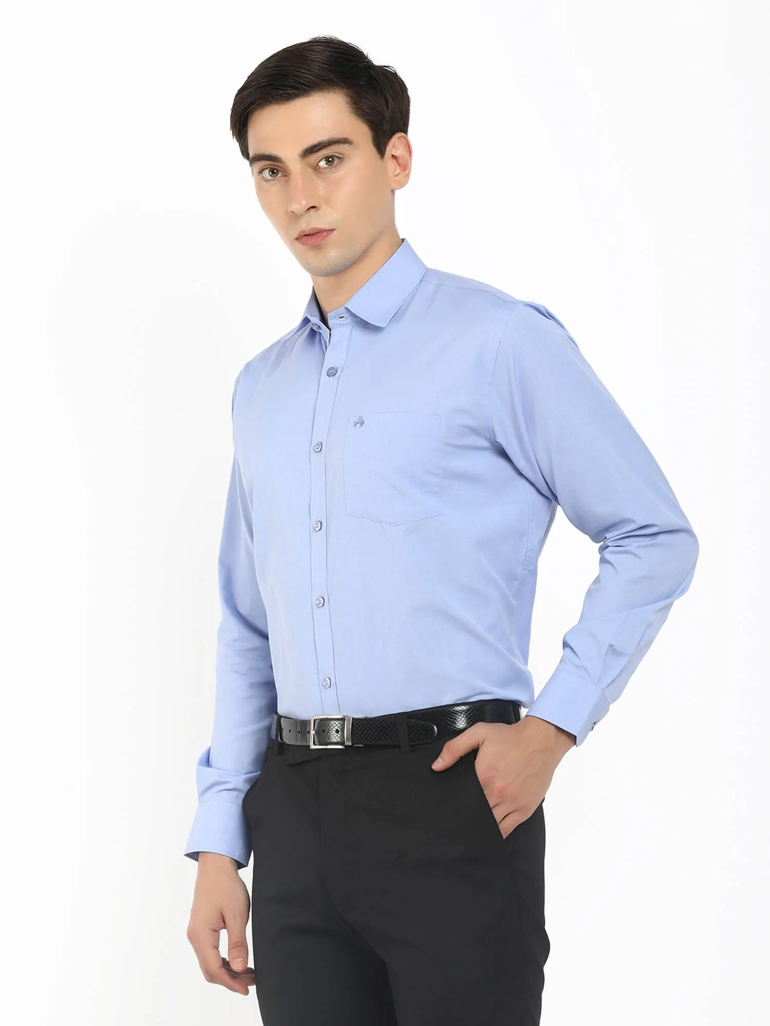 Men Blue Solid Comfort Fit Classic Formal Shirt (GBMFRML9012F)