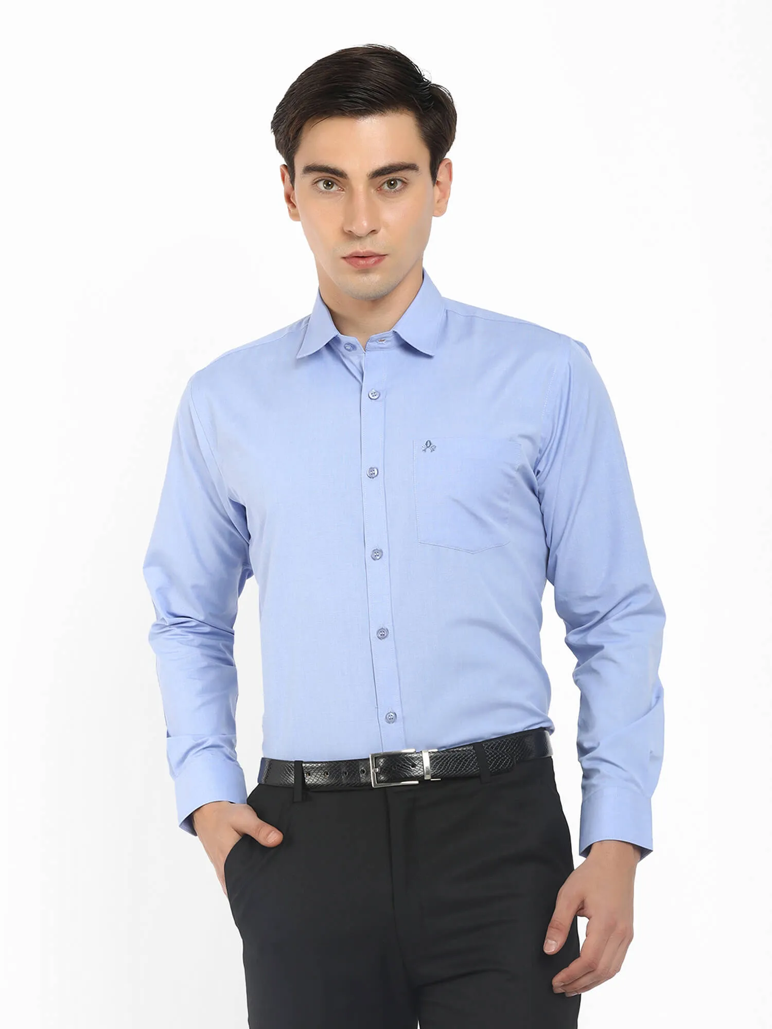 Men Blue Solid Comfort Fit Classic Formal Shirt (GBMFRML9012F)