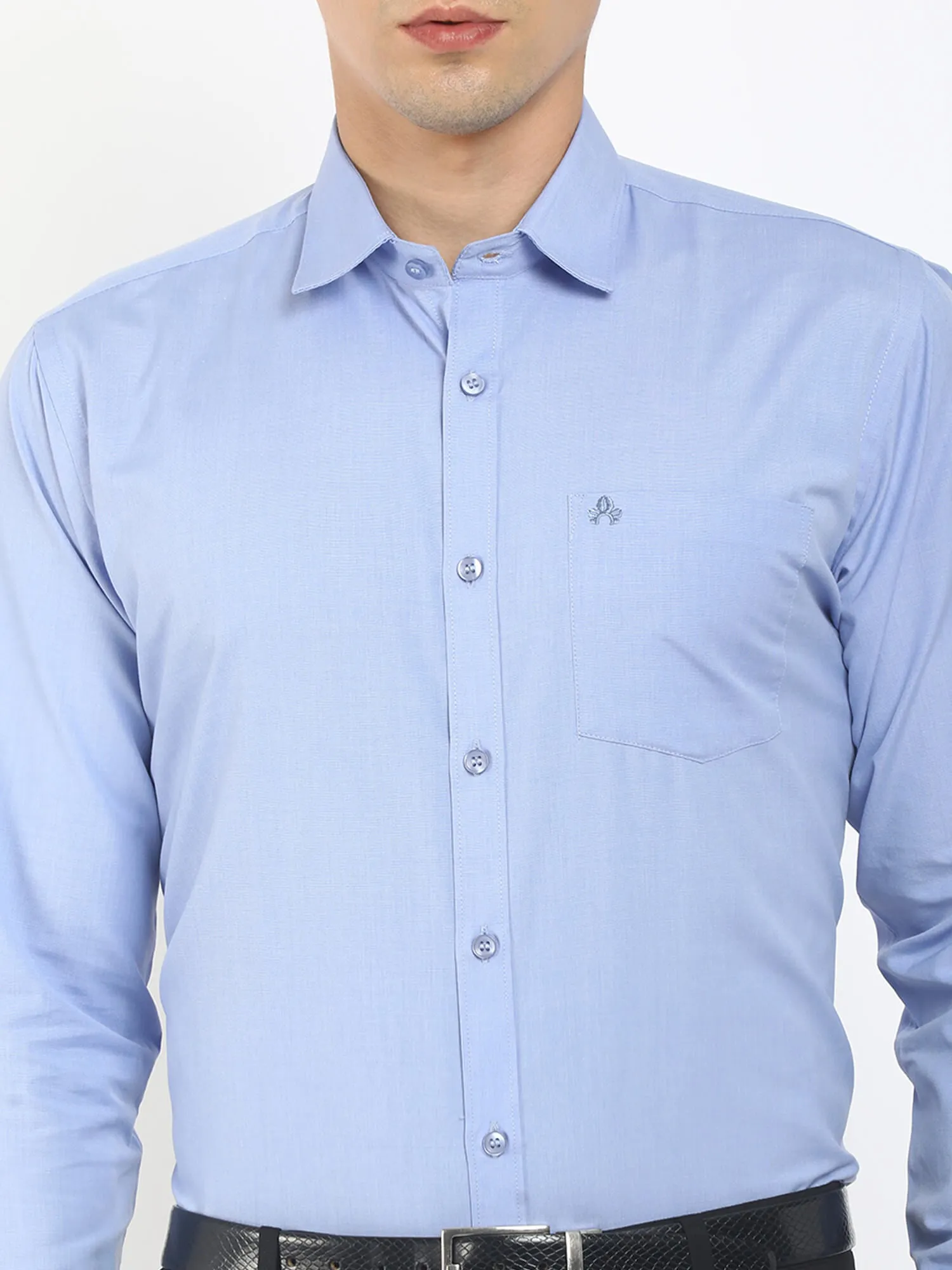 Men Blue Solid Comfort Fit Classic Formal Shirt (GBMFRML9012F)