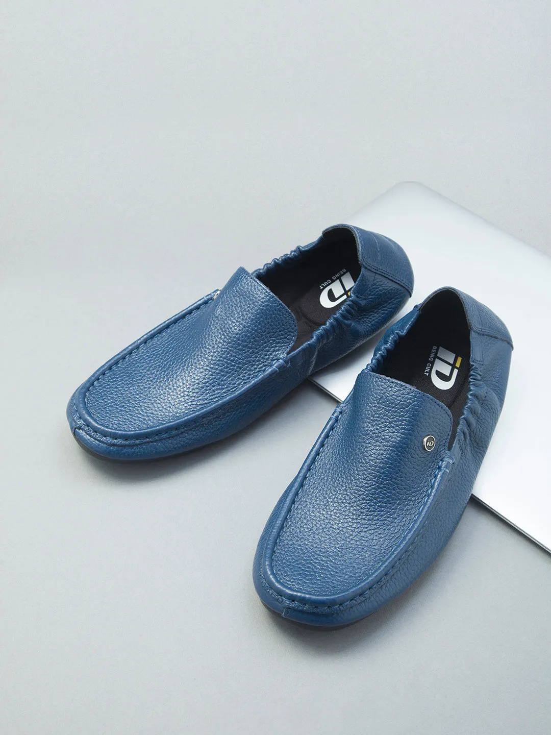 Men's Blue Elastic Collered Snug Fit Slip On (ID3057)