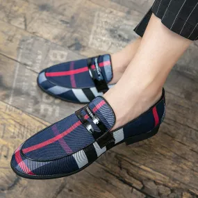 Men's Blue Plaid Fashion Loafers