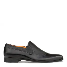 Mezlan S20466 Men's Shoes Black Deerskin / Calf-Skin Leather Slip On Loafers (MZ3507)