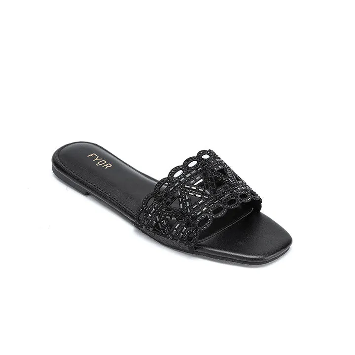 Mirror Cut Embellished Slide Sandal MY 319