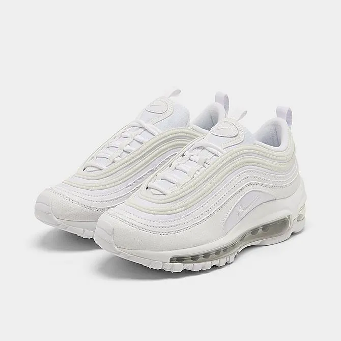 Nike Kid's Air Max 97 Casual Shoes - White / Metallic Silver