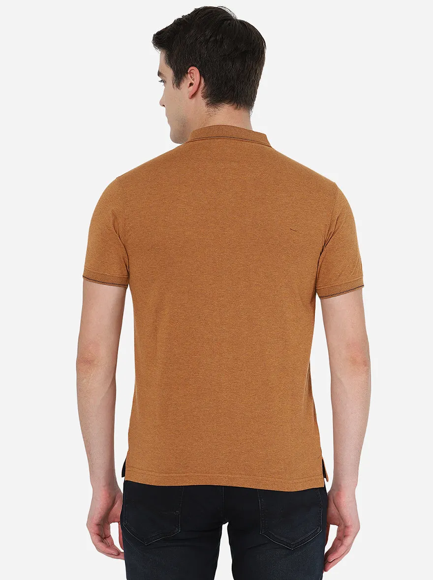 Orange Solid Slim Fit Polo T-Shirt | Greenfibre