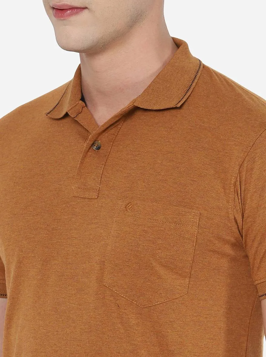 Orange Solid Slim Fit Polo T-Shirt | Greenfibre