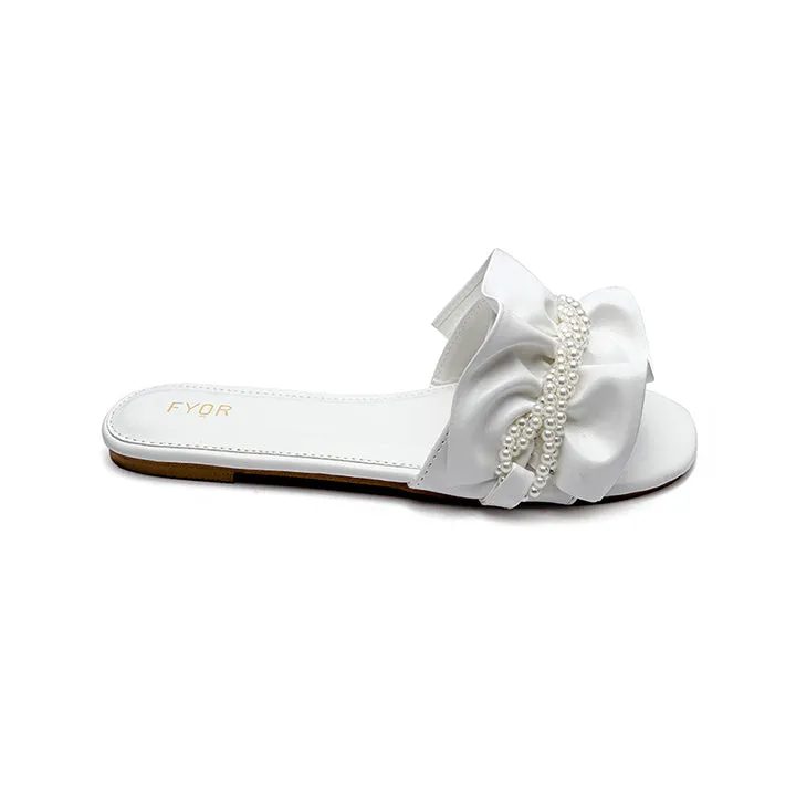 Pearl Detailed Ruched Slide Sandal MY 221