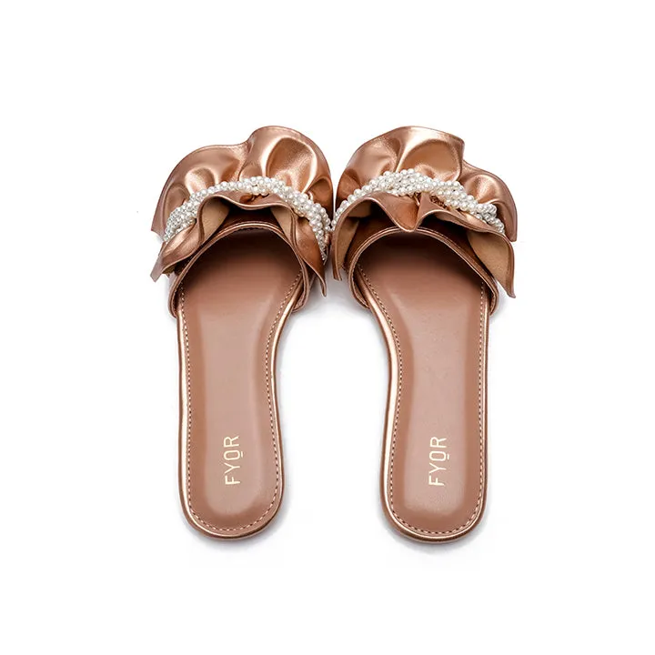 Pearl Detailed Ruched Slide Sandal MY 221