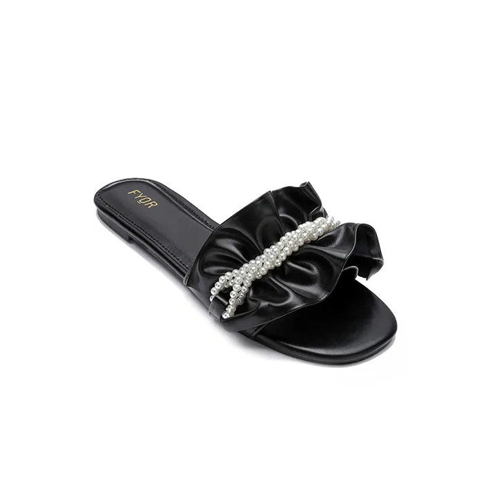 Pearl Detailed Ruched Slide Sandal MY 221