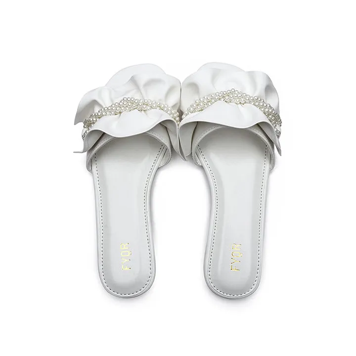 Pearl Detailed Ruched Slide Sandal MY 221