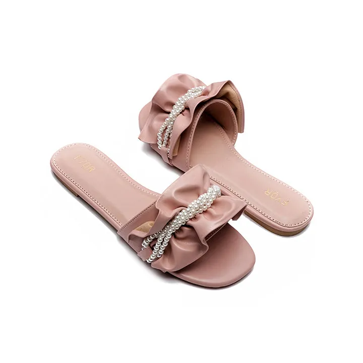 Pearl Detailed Ruched Slide Sandal MY 221