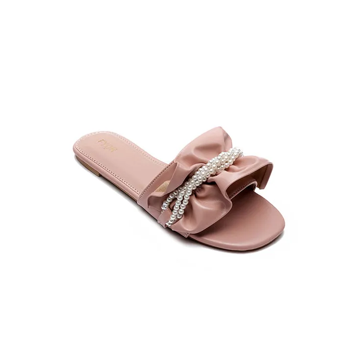 Pearl Detailed Ruched Slide Sandal MY 221