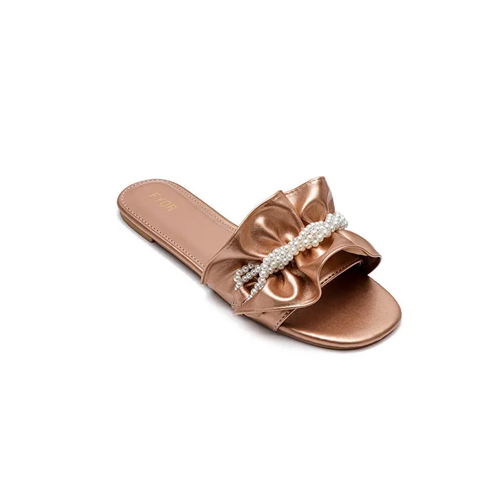 Pearl Detailed Ruched Slide Sandal MY 221