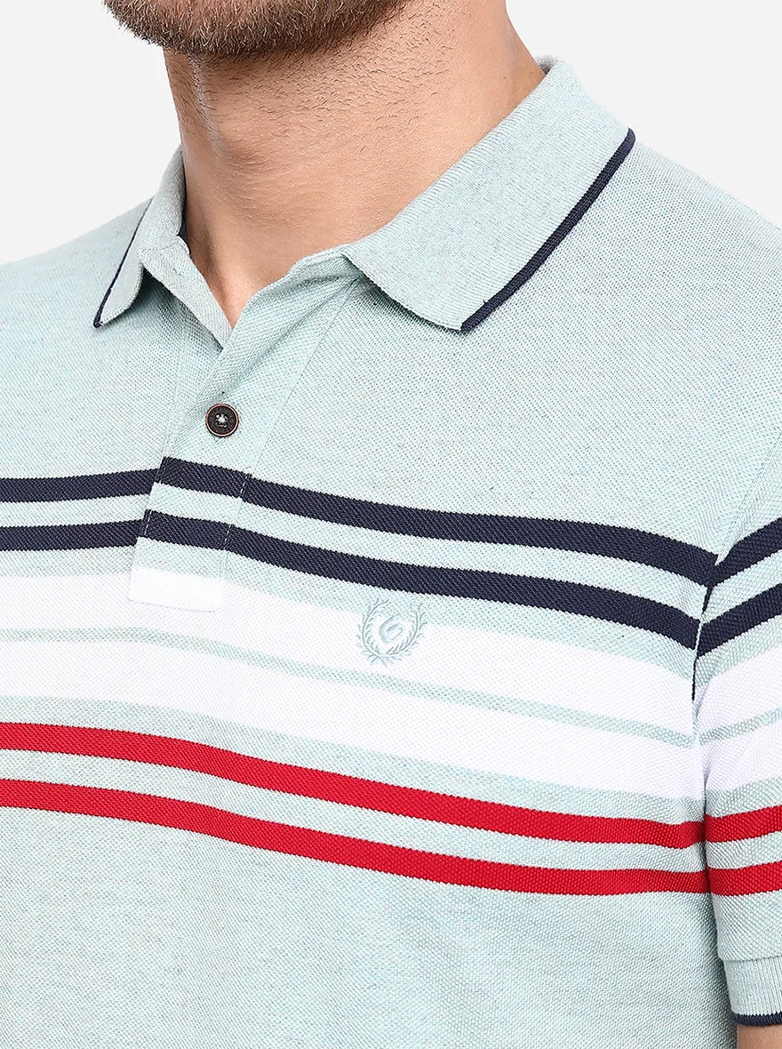 Pista Melange Striped Slim Fit Polo T-Shirt | Greenfibre