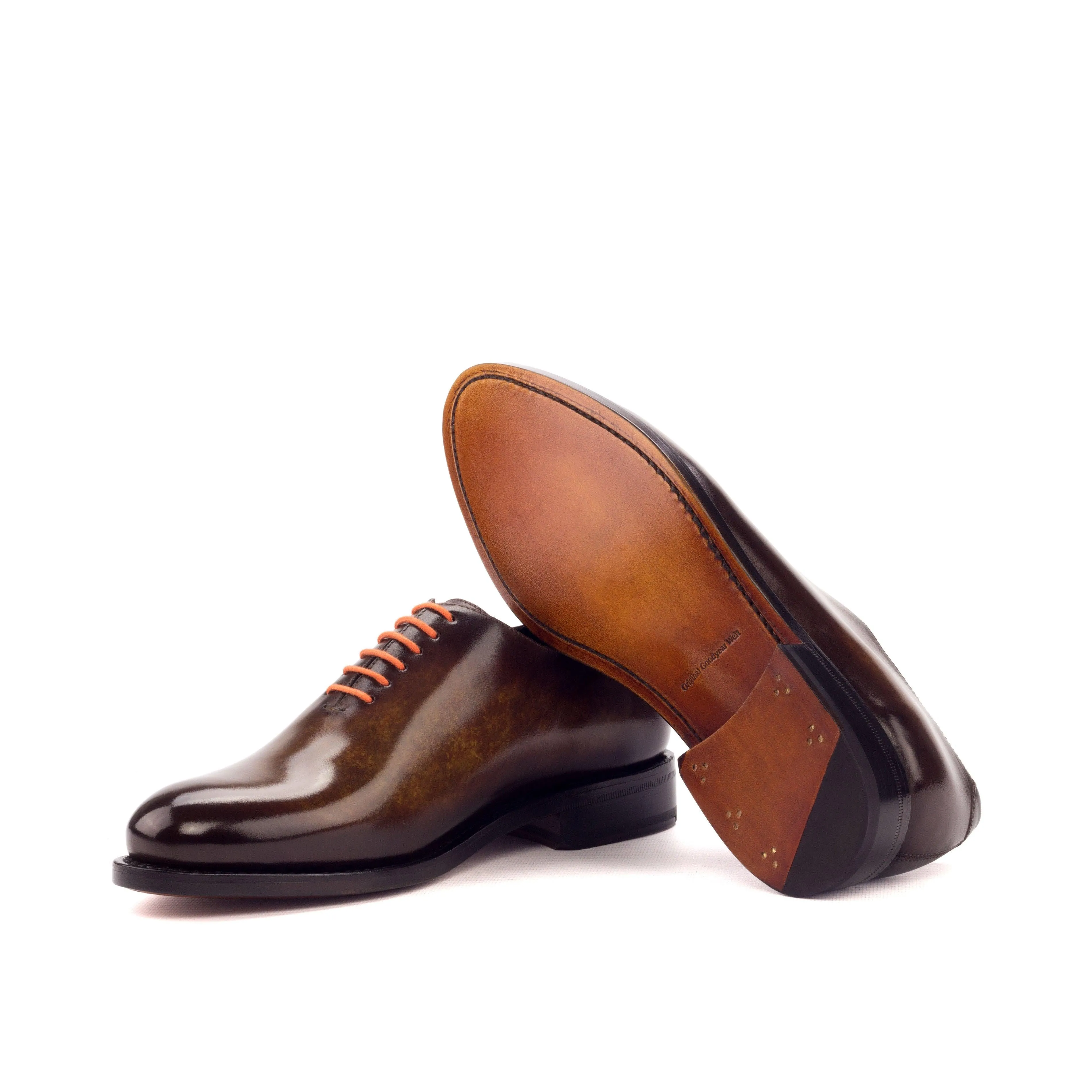 Plain Cognac Patina Leather Wholecut Shoes