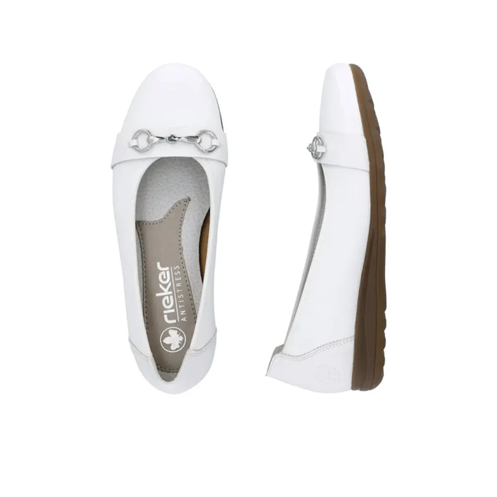 RIEKER BALLET FLAT WHITE - WOMENS