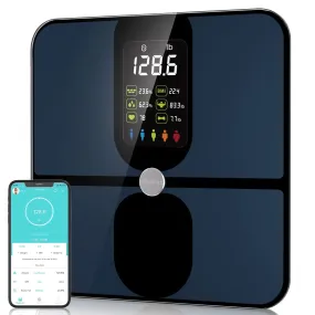 Scale for Body Weight, CHWARES Rechargeable Weight Scale with Large LCD Display, Smart Digital Bathroom Scale with Body Fat 15 Metrics Body Composition Analyzer for BMI Heart Rate 400Lbs, Black