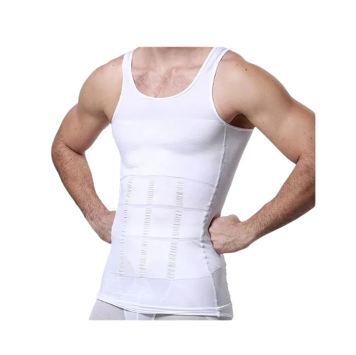 Slimming Tank Top Mens Body Shaper Compression Vest Top Singlet Black White