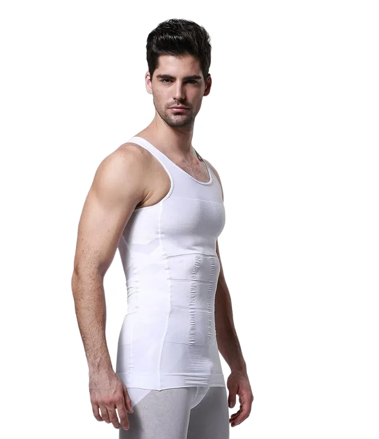 Slimming Tank Top Mens Body Shaper Compression Vest Top Singlet Black White