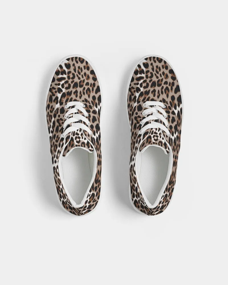 SMF Leopard Print Feminine Lace Up Canvas Shoe