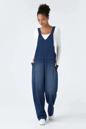 Snugz Super Stretch Denim Dungaree- Dark Blue